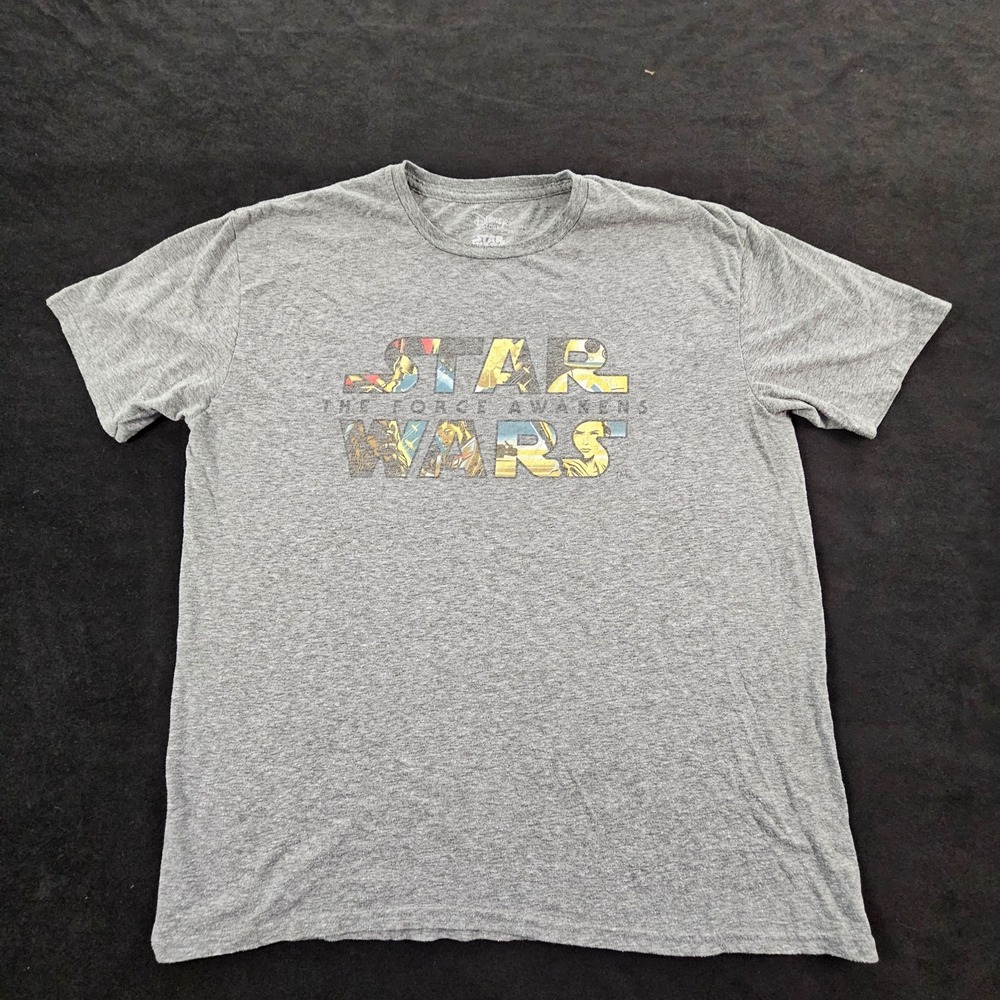 Star Wars The Force Awakens‎ Gray Short Sleeve Cotton Blend T-Shirt Men's XL